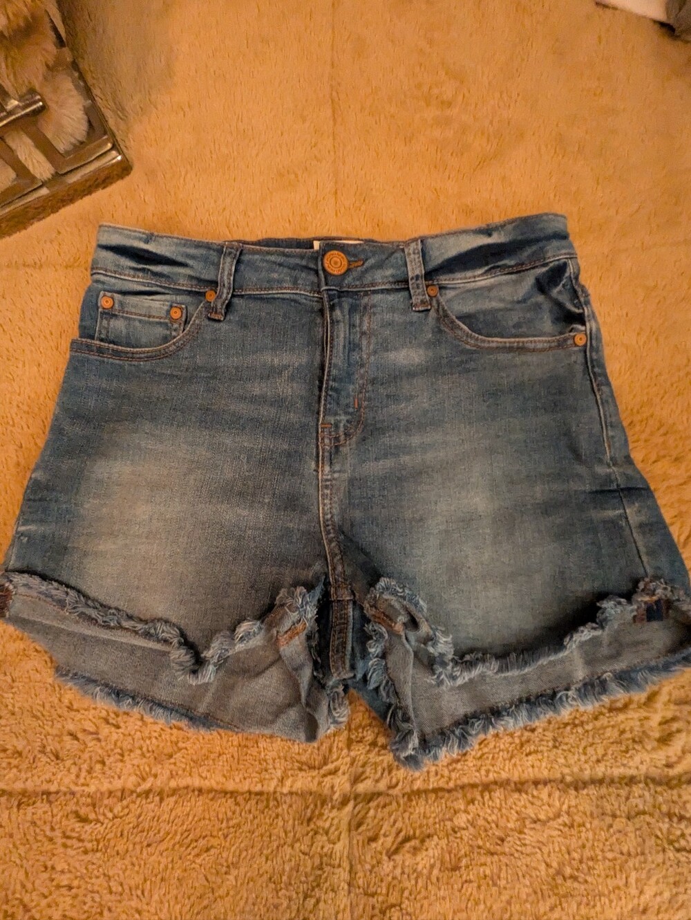 Women's Blue Distressed Denim Shorts